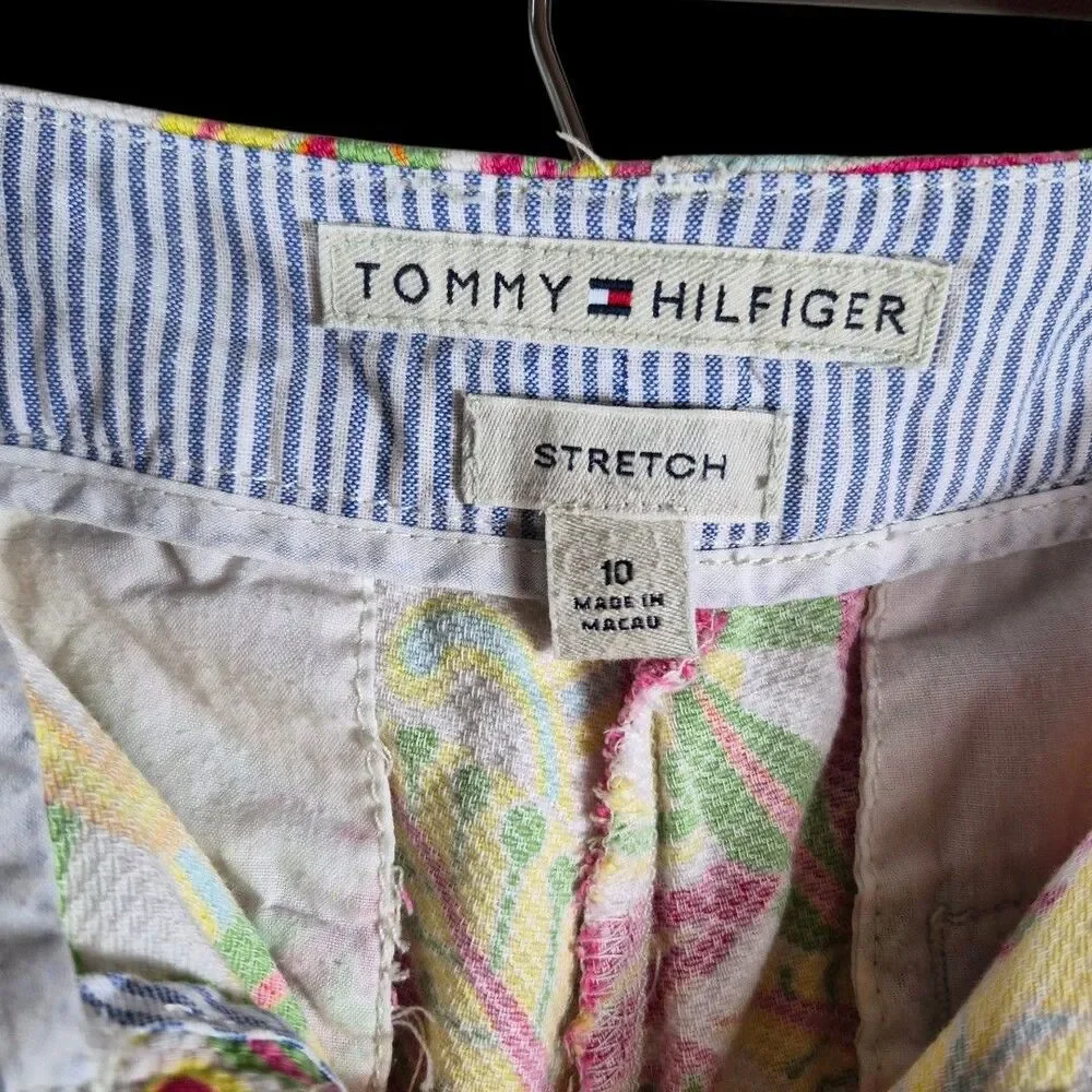 Tommy Hilfiger Tropical Print Capri Pants Size 10 Stretch Colorful Preppy Resort - Picture 9 of 10